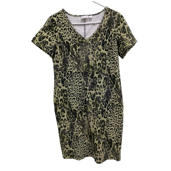 Women with Control Dresses & Skirts - Women With Control Womens Animal Print T-Shirt Dress Medium Multi V-Neck